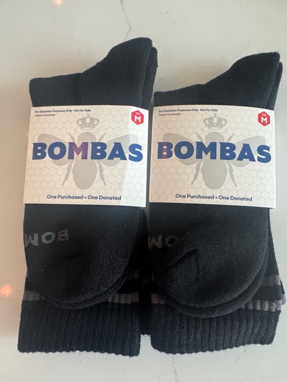 Bombas NWT Unisex Black Crew socks 2 Pair Size: MED